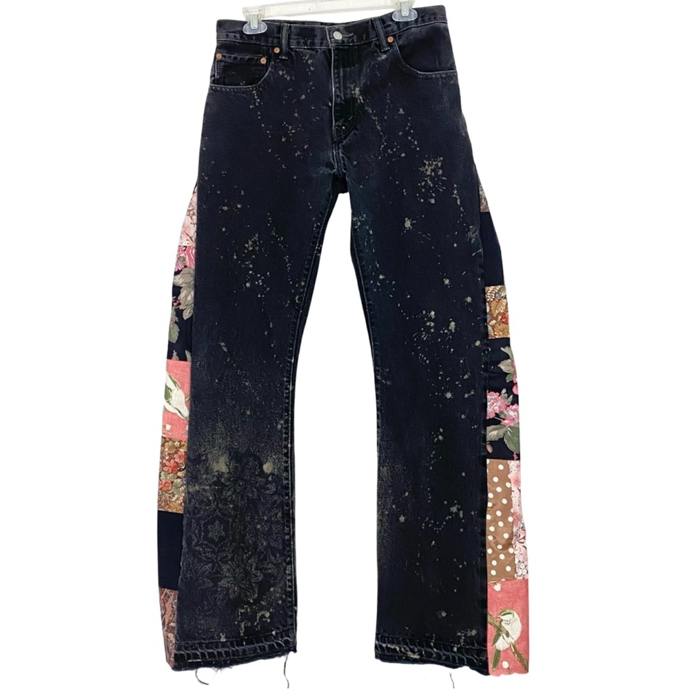 Levi's Black and Pink Flare Jeans